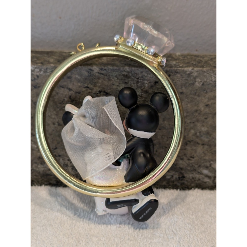 Disney Parks Mickey Minnie Mouse Wedding Engamement Ring Marriage Ornament Bride - Picture 9 of 12